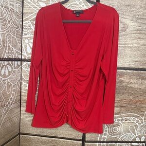 INC International Concepts Red Ruched Blouse